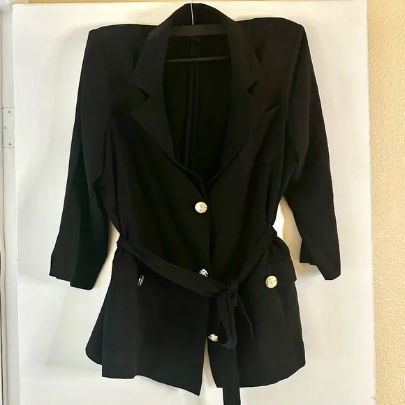 NYCC Women’s Black Casual Blazer with Belted Waist - Picture 2 of 7